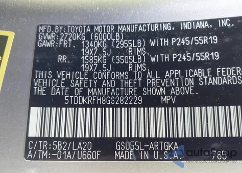 2016 Toyota Highlander Limited V6 из США, поврежденный, VIN 5TDDKRFH8GS282229